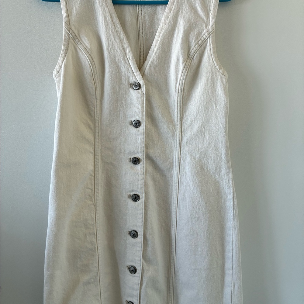 Abercrombie & Fitch Off-White Button Mini Dress
